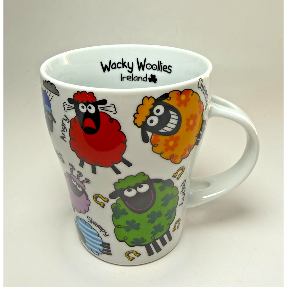 Wacky Woollies Coffee Tea Mug Whimsical Sheep Multi Color Ireland Fun Pink Ewe
